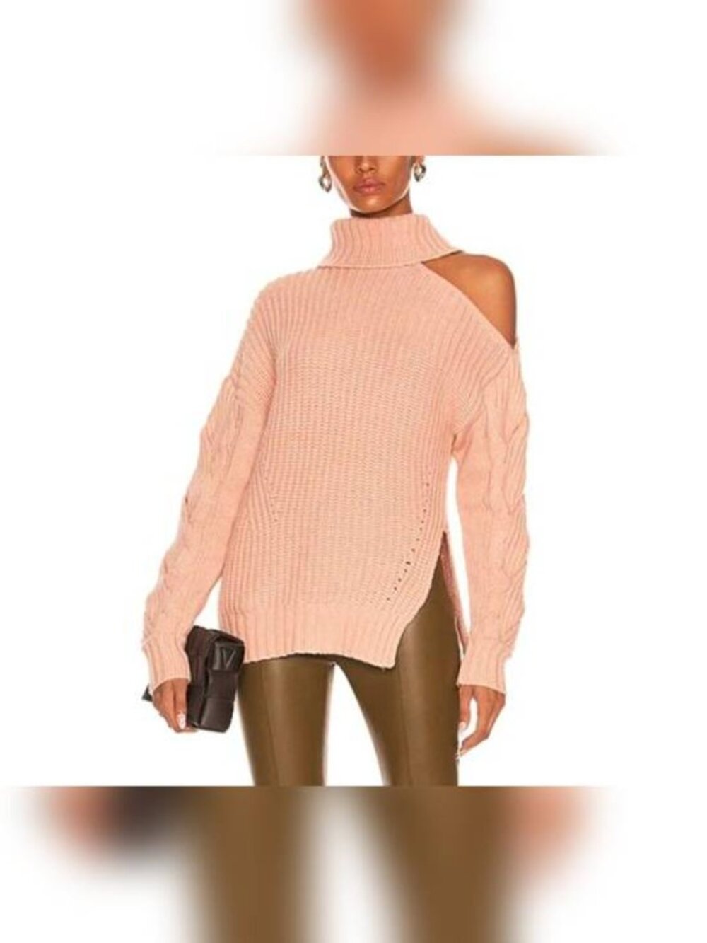 Jonathan Simkhai Aubrey Pink Traveling Cable Knit Sweater
